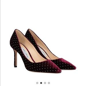 Burgundy velvet silver sparkle jimmy choo pumps